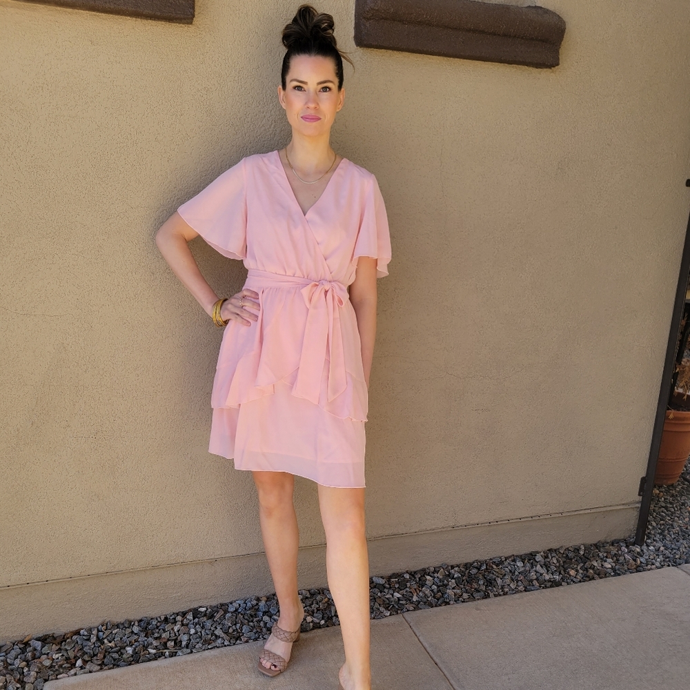 Pink belted dress